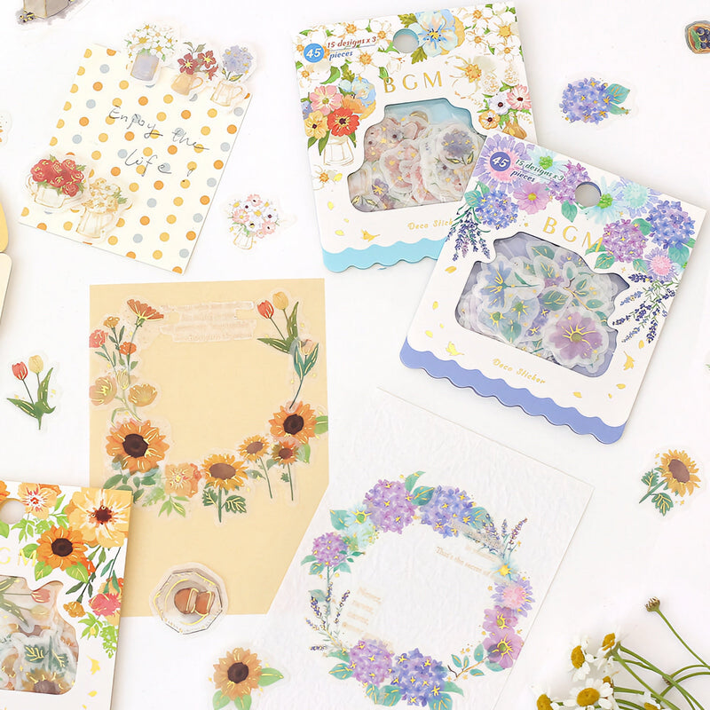 Flower Vase - Flake Sticker (Gold Foil Stamping)