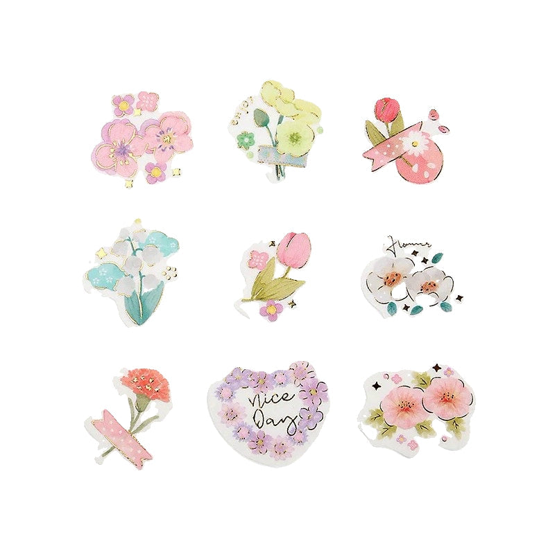 Flowers - Flake Sticker (Gold Foil Stamping)