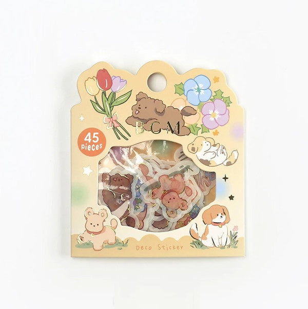 Puppy Fun - Flake Sticker (Gold Foil Stamping)