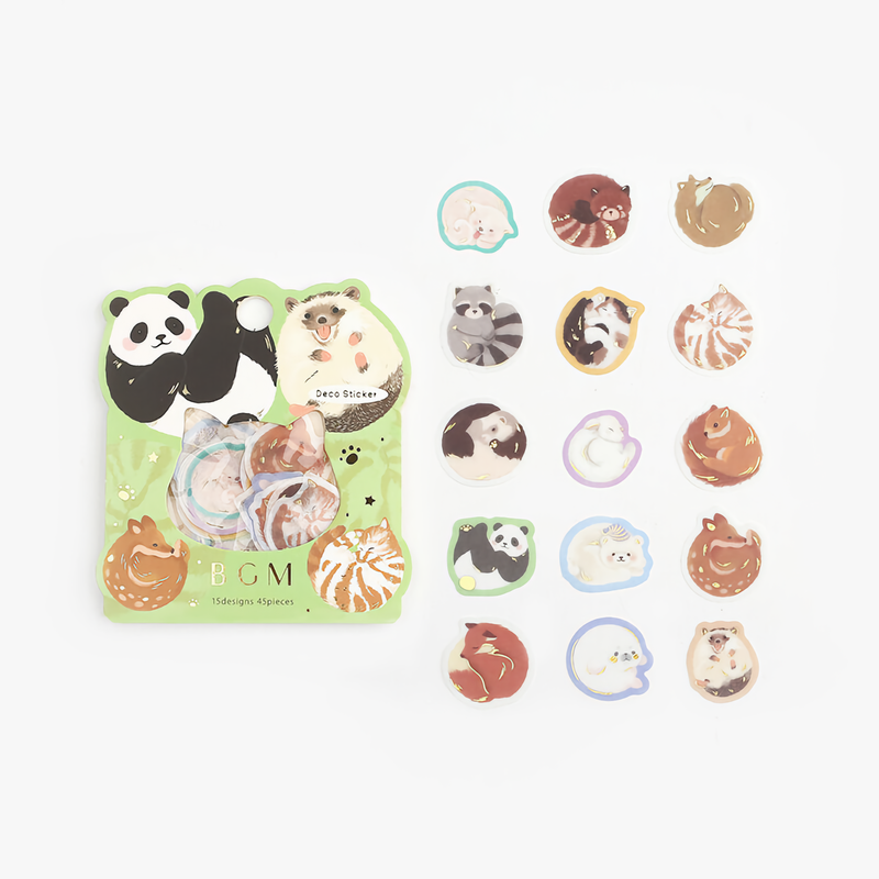 Napping Animals - Flake Sticker (Gold Foil Stamping)