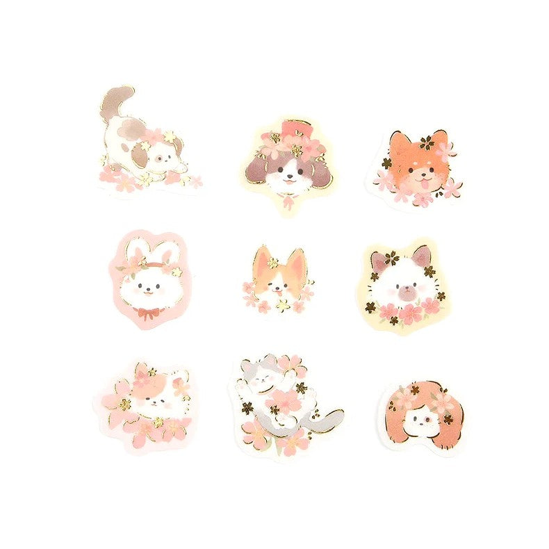 Sakura Pets - Flake Sticker (Gold Foil Stamping)