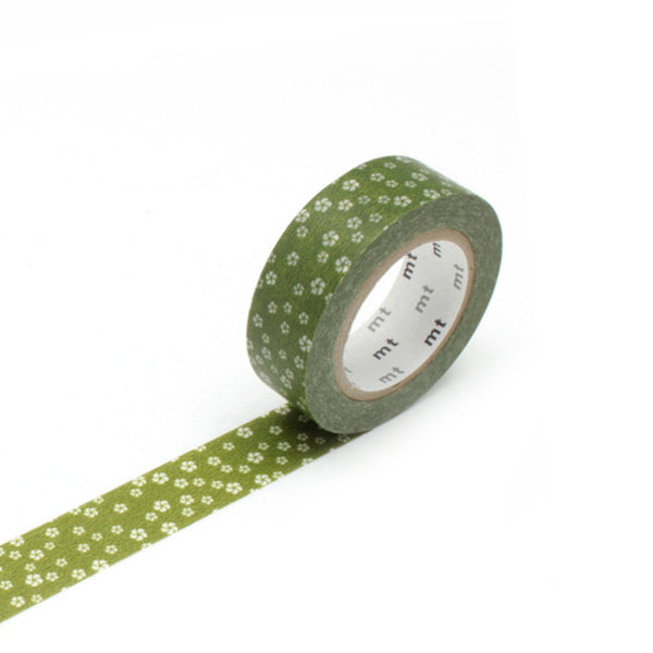 White Petals on Green Washi Tape Australia