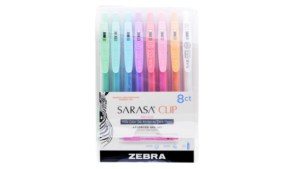 Sarasa Clip Gel Retractable 0.5mm Milk Colours Asst 8pk