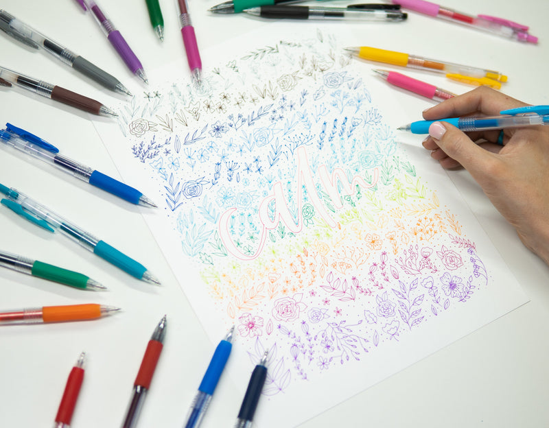 Push Clip Gel Pen - 10 Colour Set  0.5 mm