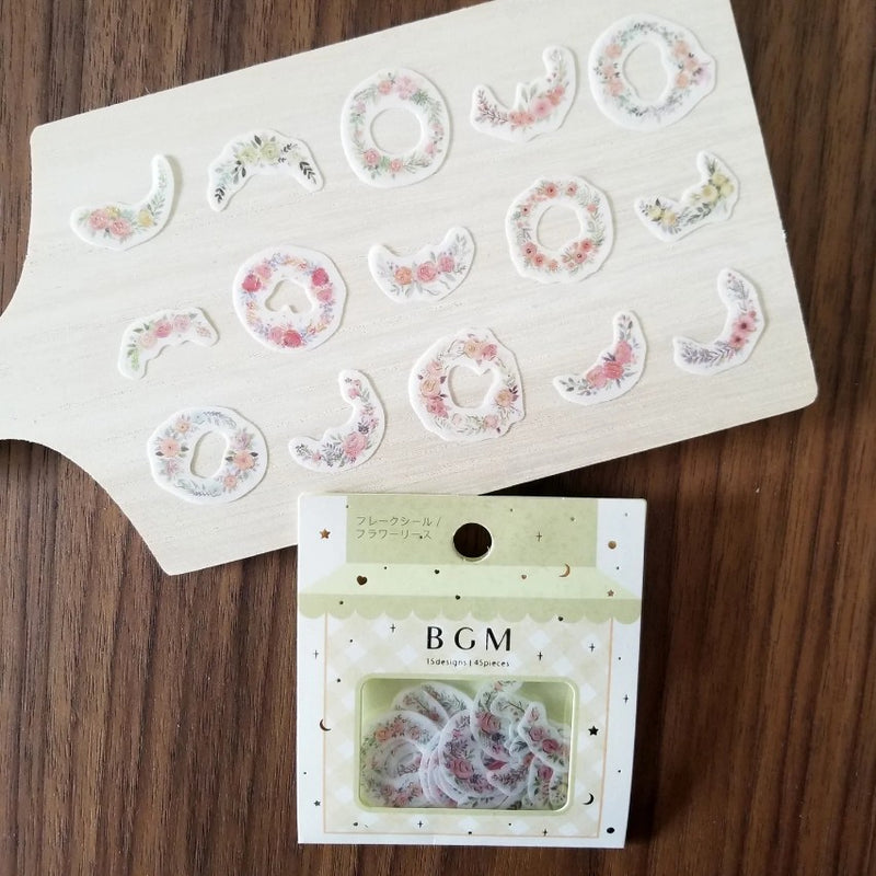 Flower Wreaths - Flake Sticker (Gold Foil Stamping)