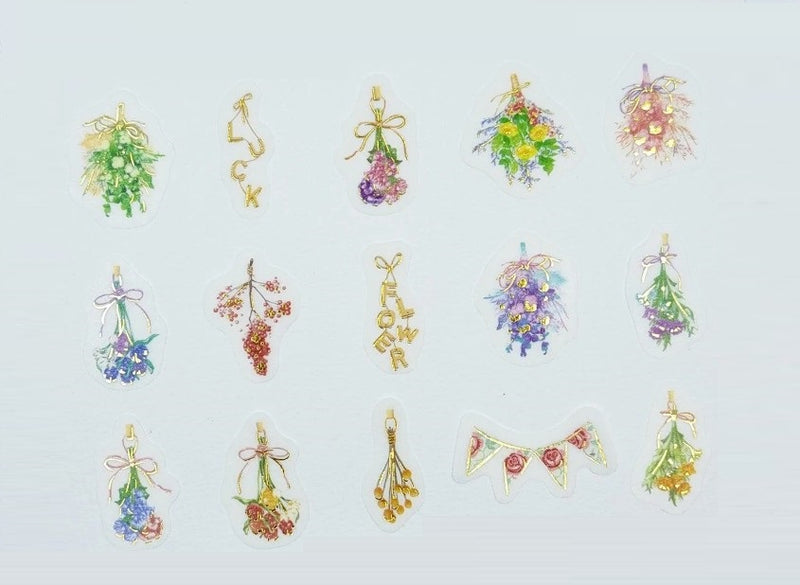 Dry Flowers - Flake Sticker (Gold Foil Stamping)