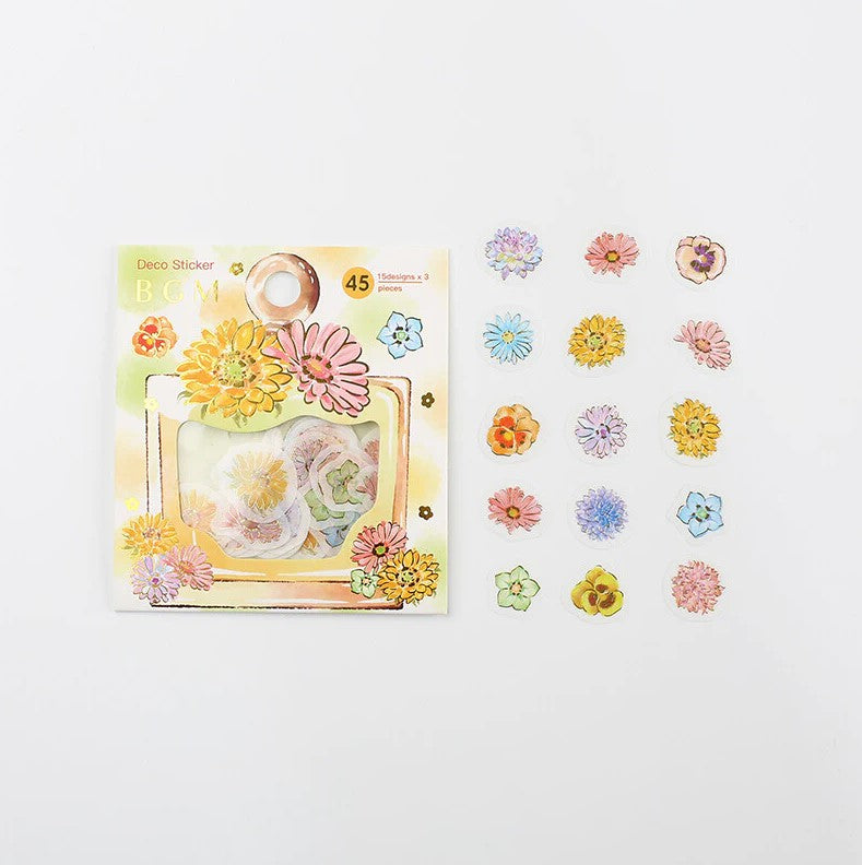 Flowers - Flake Sticker (Gold Foil Stamping)