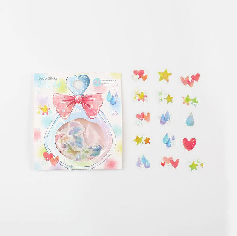 Hearts, Stars & Drops - Flake Sticker (Gold Foil Stamping)