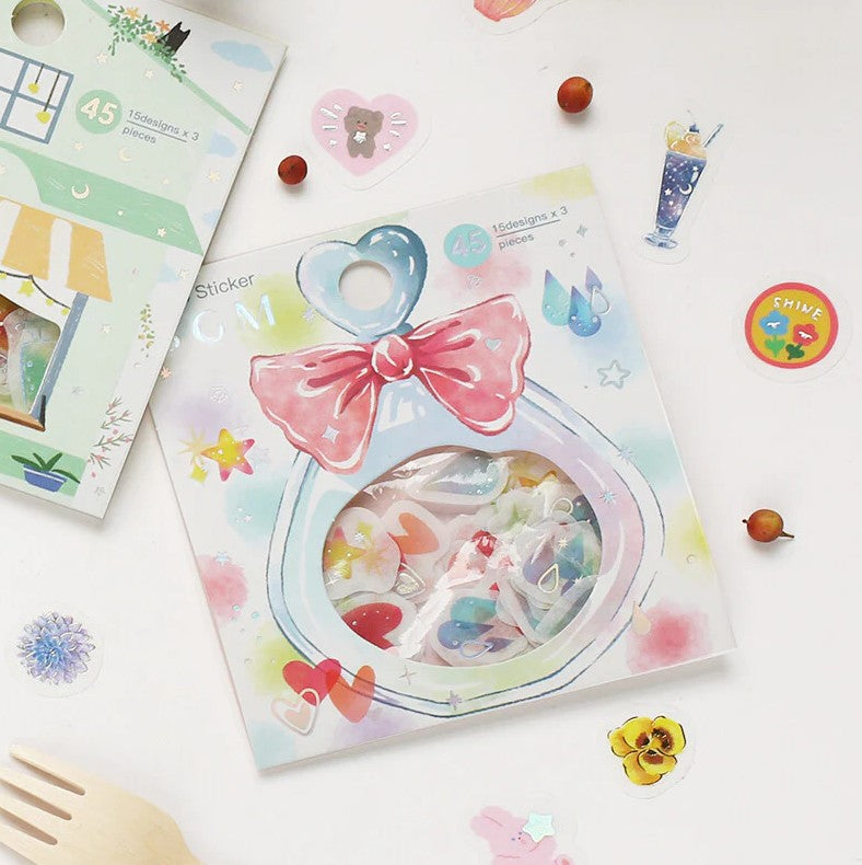 Hearts, Stars & Drops - Flake Sticker (Gold Foil Stamping)