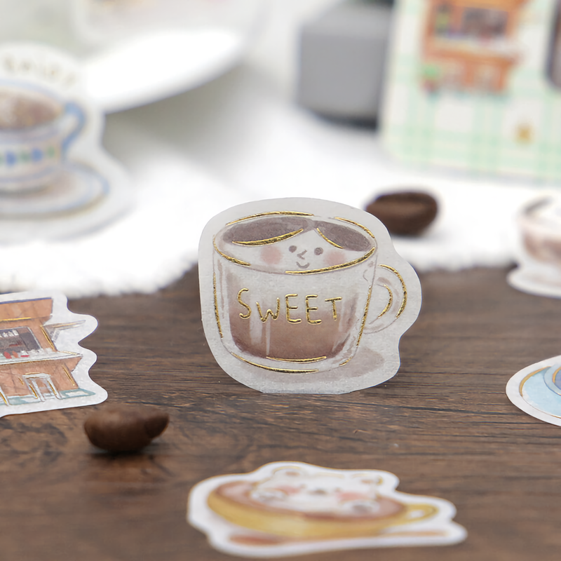 Latte Art - Flake Sticker (Gold Foil Stamping)