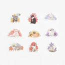 Cats and Flowers - Flake Sticker (Gold Foil Stamping)