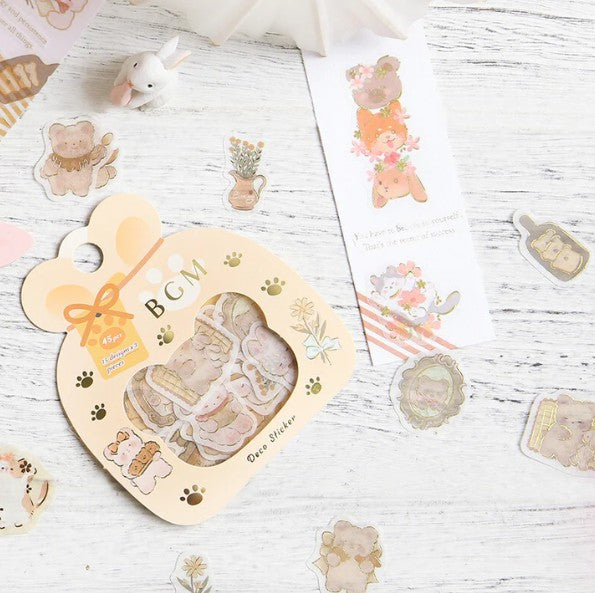 Teddy Time - Flake Sticker (Gold Foil Stamping)