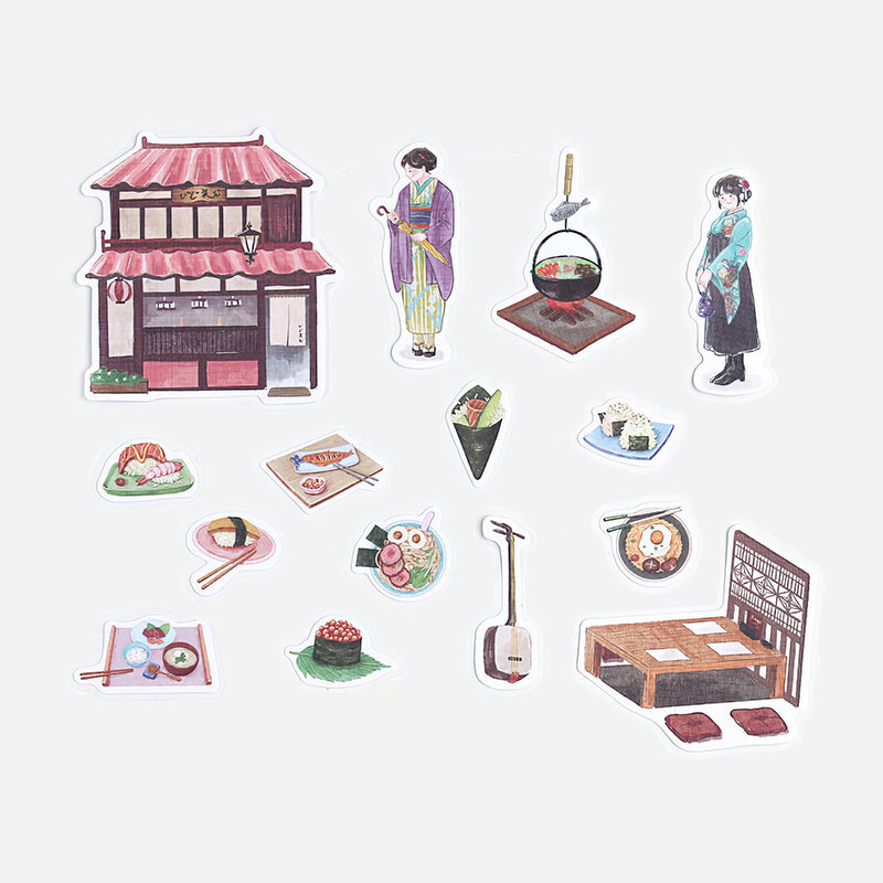 Japanese Restaurant (Little Shop series) - Textured Linen Stickers