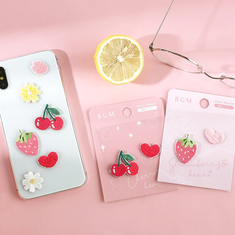 Strawberry & Heart - Embroidery Stickers