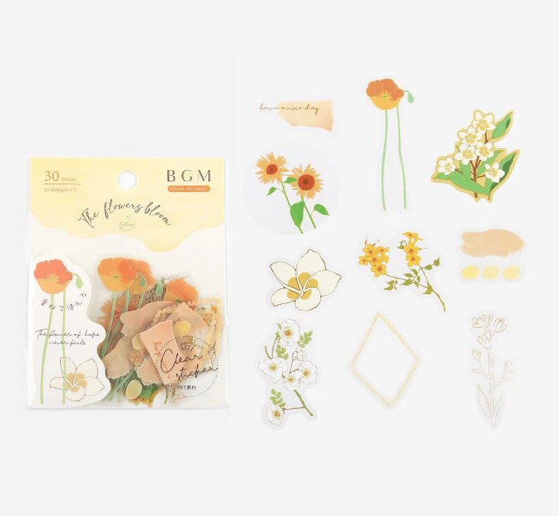Yellow (Flowers Bloom Series) - Transparent Flake Stickers