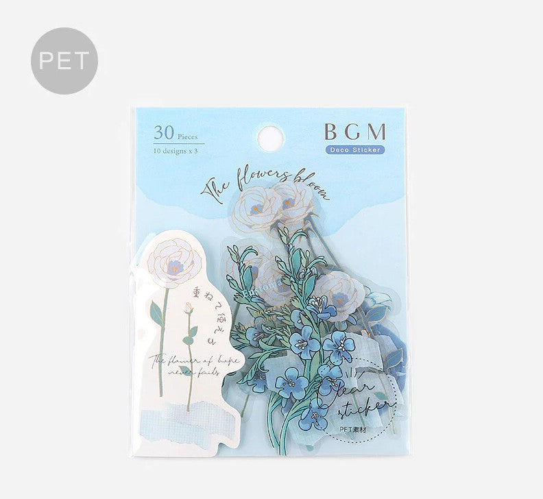 Blue (Flowers Bloom Series) - Transparent Flake Stickers