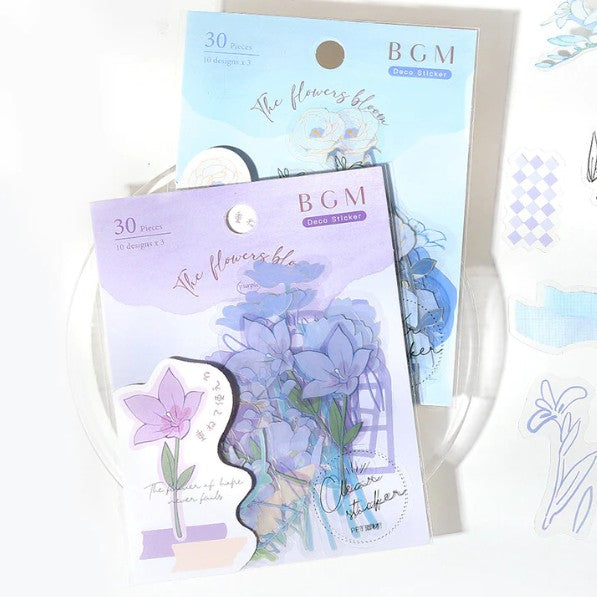 Blue (Flowers Bloom Series) - Transparent Flake Stickers