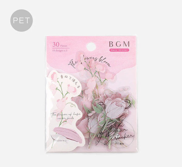 Pink (Flowers Bloom Series) - Transparent Flake Stickers