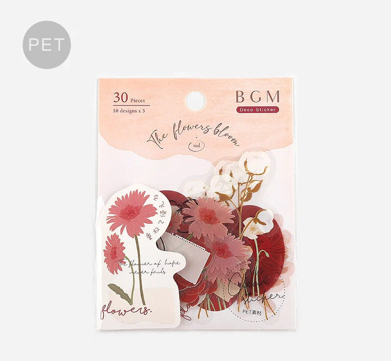 Red (Flowers Bloom Series) - Transparent Flake Stickers