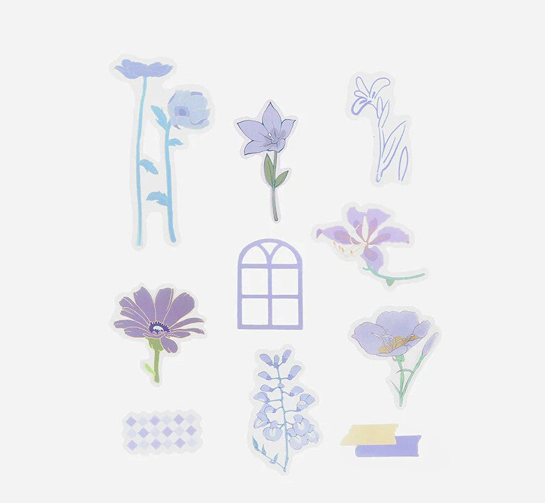 Purple (Flowers Bloom Series) - Transparent Flake Stickers