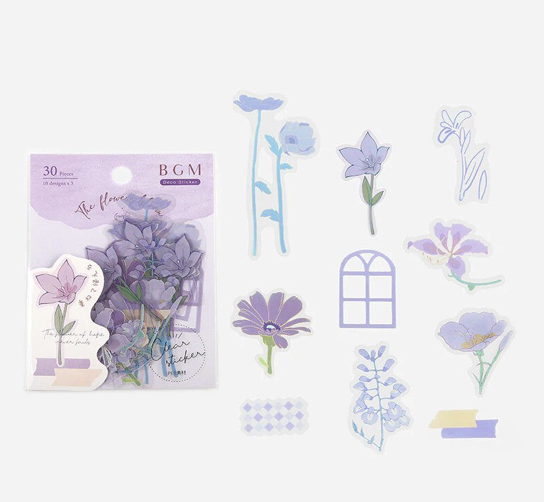 Purple (Flowers Bloom Series) - Transparent Flake Stickers