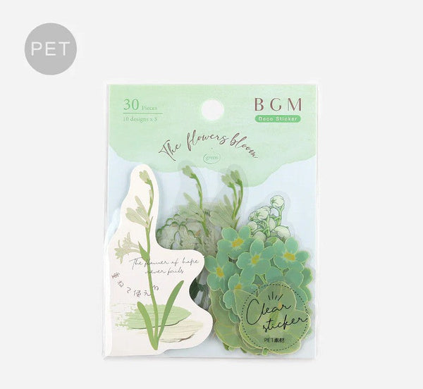 Green (Flowers Bloom Series) - Transparent Flake Stickers