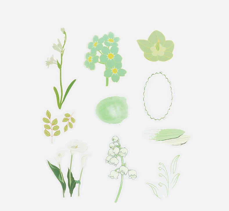 Green (Flowers Bloom Series) - Transparent Flake Stickers