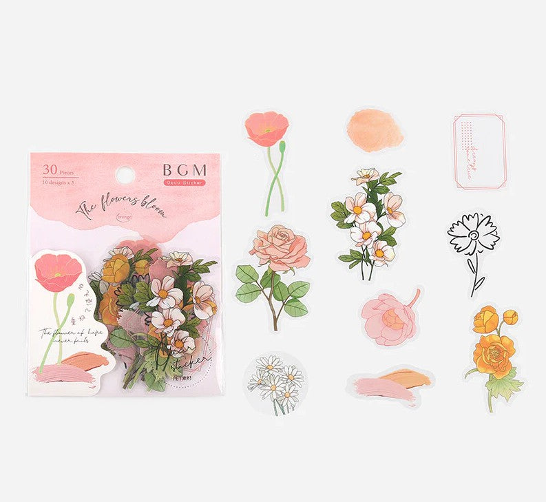 Orange (Flowers Bloom Series) - Transparent Flake Stickers