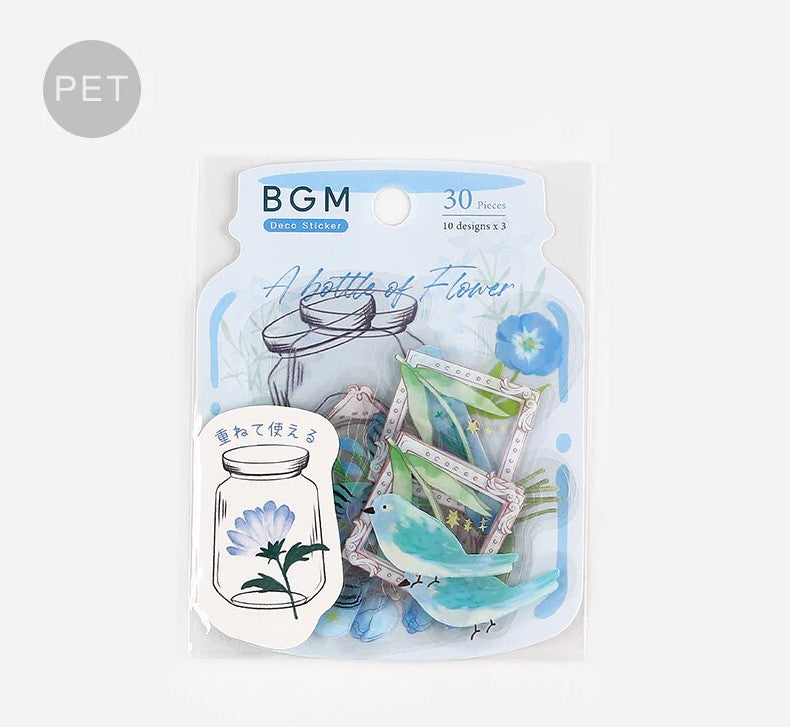 Light Blue (Bottle of Flower Series) - Clear Flake Stickers