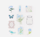 Light Blue (Bottle of Flower Series) - Clear Flake Stickers