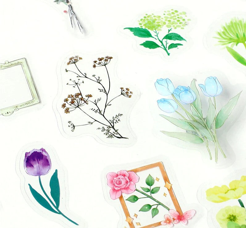 Purple (Bottle of Flower Series) - Clear Flake Stickers