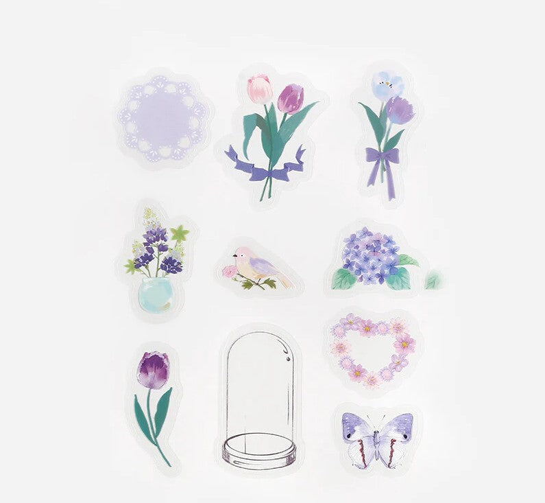 Purple (Bottle of Flower Series) - Clear Flake Stickers