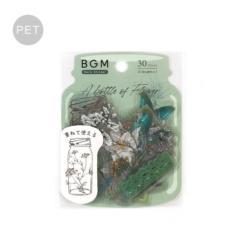 Deep Green (Bottle of Flower Series) - Clear Flake Stickers