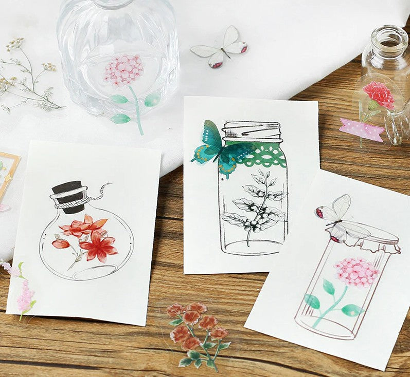 Deep Green (Bottle of Flower Series) - Clear Flake Stickers