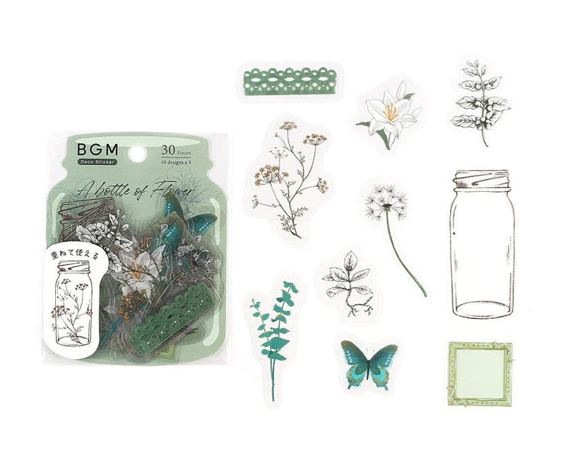 Deep Green (Bottle of Flower Series) - Clear Flake Stickers